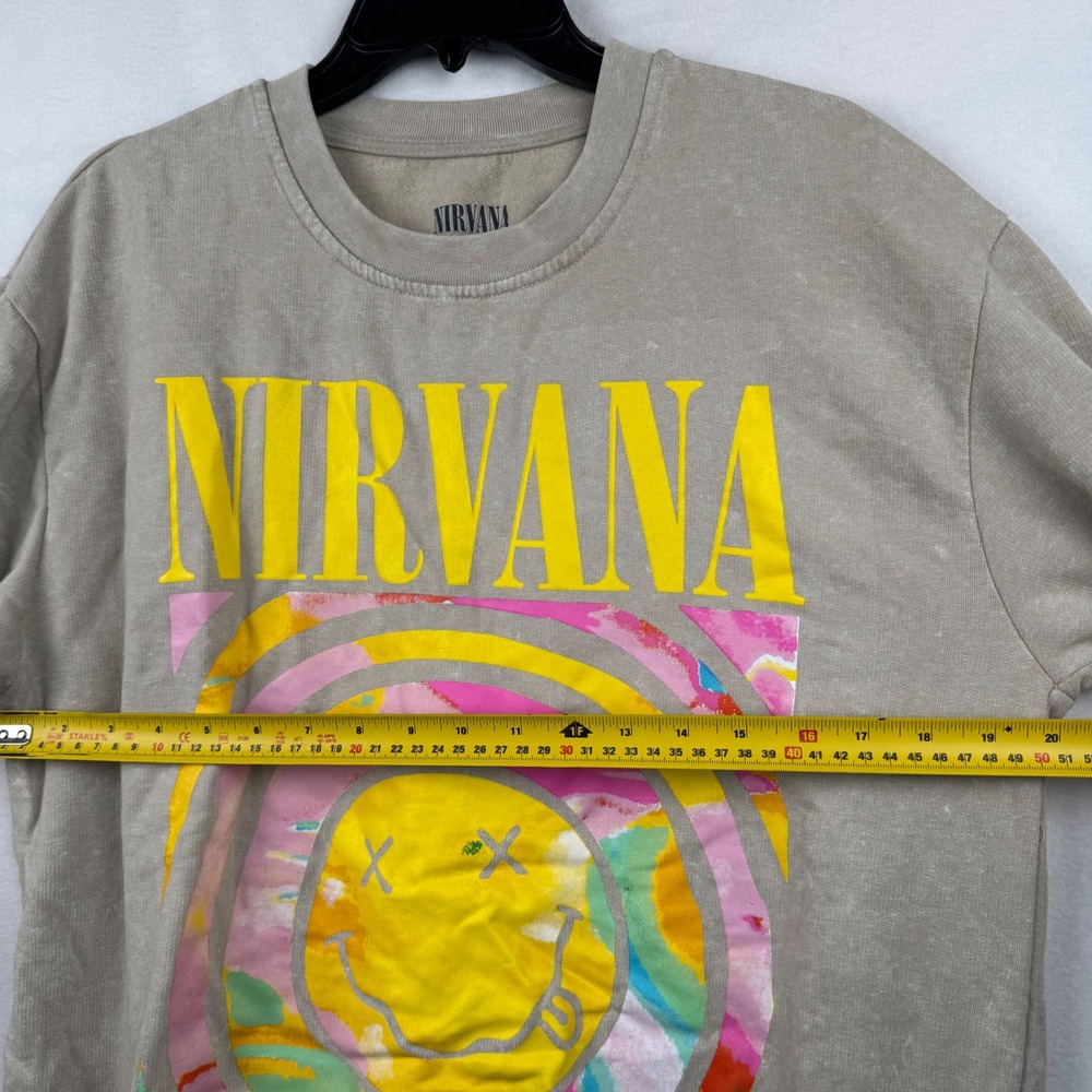 Nirvana Smiley Face Graphic Print Crew Neck Sweatshirt - Music Band Rock - Picture 4 of 6